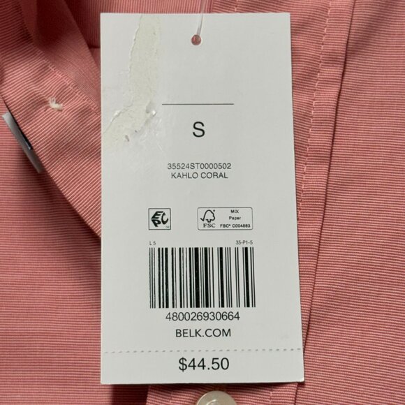 NEW Saddlebred Mens Size S Classic Fit Long-Sleeve Button-Down Pink Shirt - Picture 10 of 12